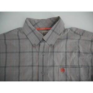 Cinch Men's Western Shirt M Short Sleeve Gray Plaid 100% Cotton EUC Button Down